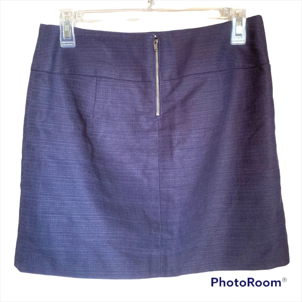 J. Crew Preppy Navy Blue Pencil Style Mini Skirt Size 2 100% Cotton